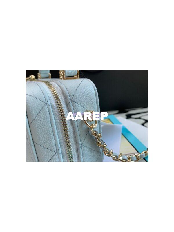 Replica Chanel 22P Grained Calfskin Small Vanity with Chain Camera Bag AP2634 Light Blue 7