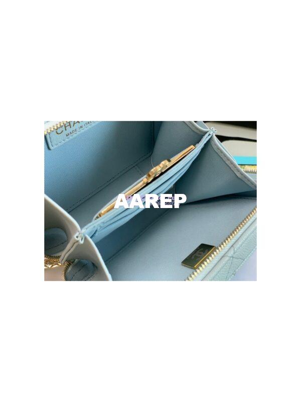 Replica Chanel 22P Grained Calfskin Small Vanity with Chain Camera Bag AP2634 Light Blue 9