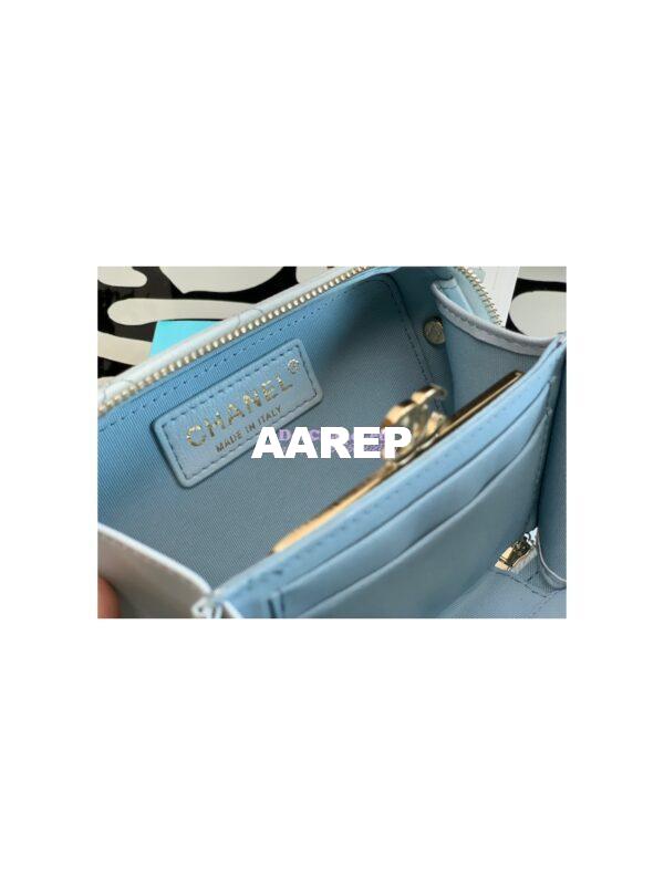 Replica Chanel 22P Grained Calfskin Small Vanity with Chain Camera Bag AP2634 Light Blue 10