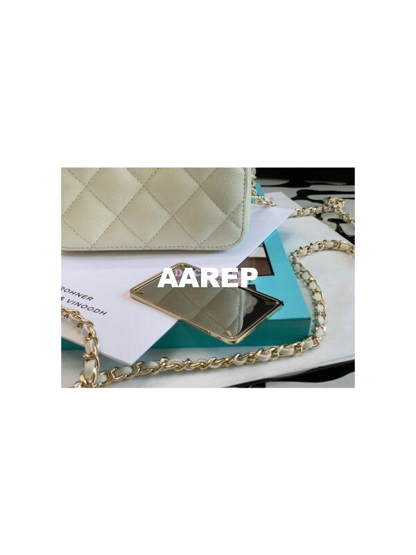 Replica Chanel 22P Grained Calfskin Small Vanity with Chain Camera Bag AP2634 White 6
