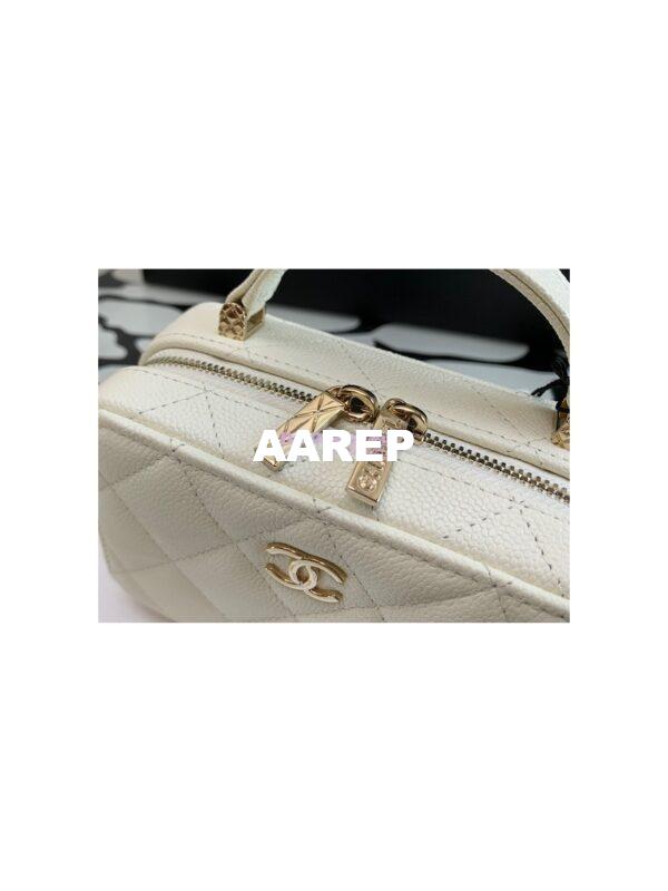 Replica Chanel 22P Grained Calfskin Small Vanity with Chain Camera Bag AP2634 White 7