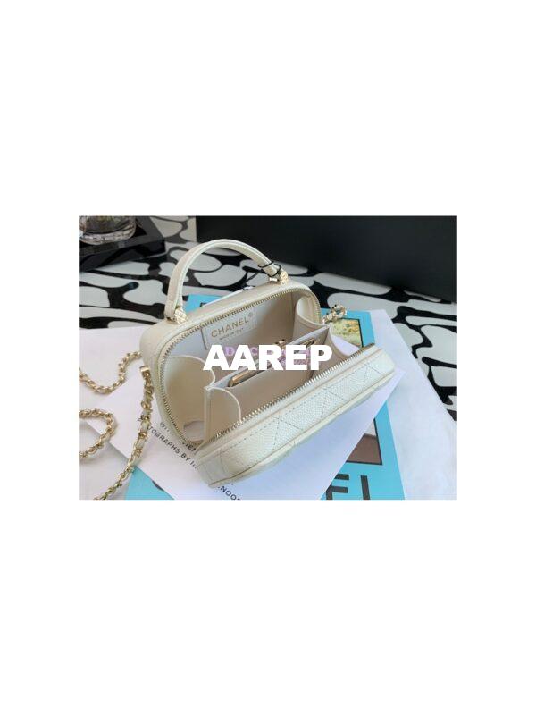 Replica Chanel 22P Grained Calfskin Small Vanity with Chain Camera Bag AP2634 White 8