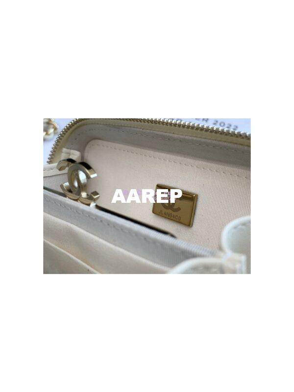 Replica Chanel 22P Grained Calfskin Small Vanity with Chain Camera Bag AP2634 White 9