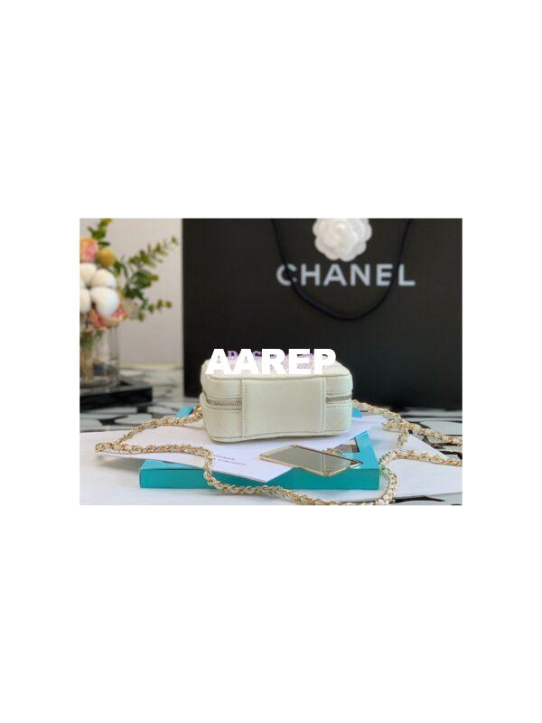Replica Chanel 22P Grained Calfskin Small Vanity with Chain Camera Bag AP2634 White 10