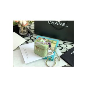 Replica Chanel Petit Curved Vanity Case With Chain in Grained Calfskin AP2503 Light Green 2