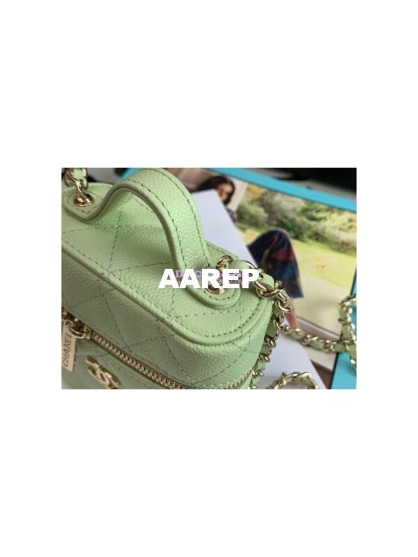 Replica Chanel Petit Curved Vanity Case With Chain in Grained Calfskin AP2503 Light Green 6