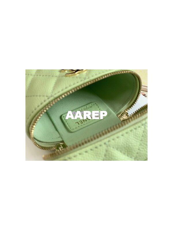 Replica Chanel Petit Curved Vanity Case With Chain in Grained Calfskin AP2503 Light Green 10