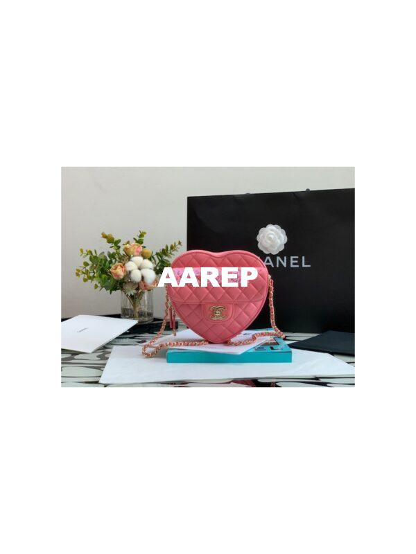 Replica Chanel Heart Bag in Lambskin AS3191 Coral Pink 3