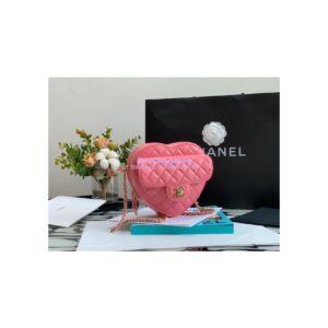 Replica Chanel Heart Bag in Lambskin AS3191 Coral Pink 2