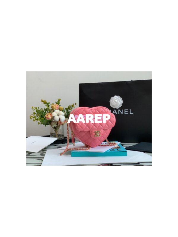 Replica Chanel Heart Bag in Lambskin AS3191 Coral Pink 4