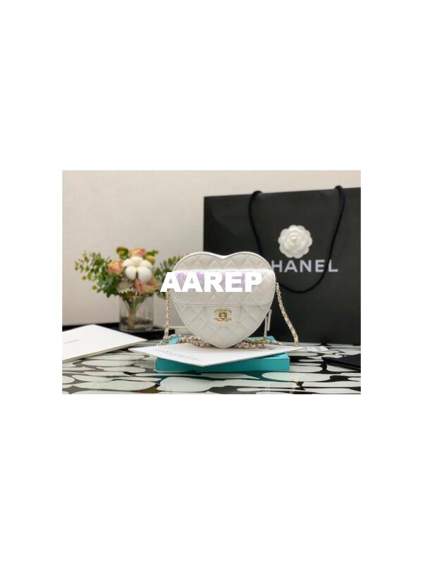Replica Chanel Heart Bag in Lambskin AS3191 White 3
