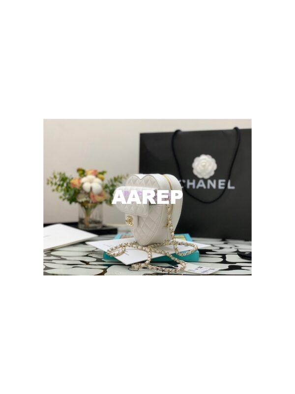 Replica Chanel Heart Bag in Lambskin AS3191 White 6