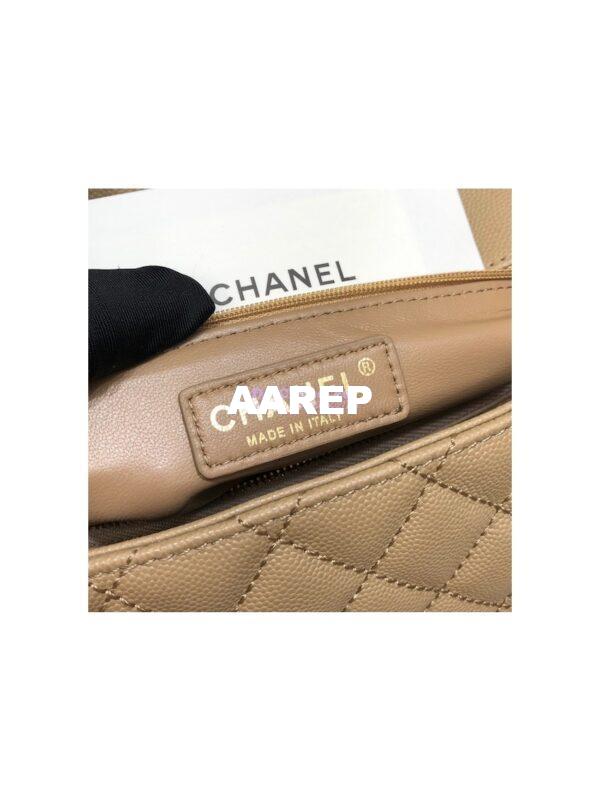 Replica Chanel Coco Handle Bag in Caviar with Edge Stitching 92990 92991 in Light Gold Hardware Dark Beige 17
