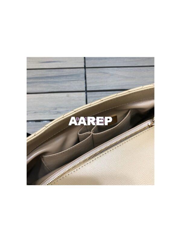 Replica Chanel Coco Handle Bag in Caviar with Edge Stitching 92990 92991 in Light Gold Hardware Dark Beige 18