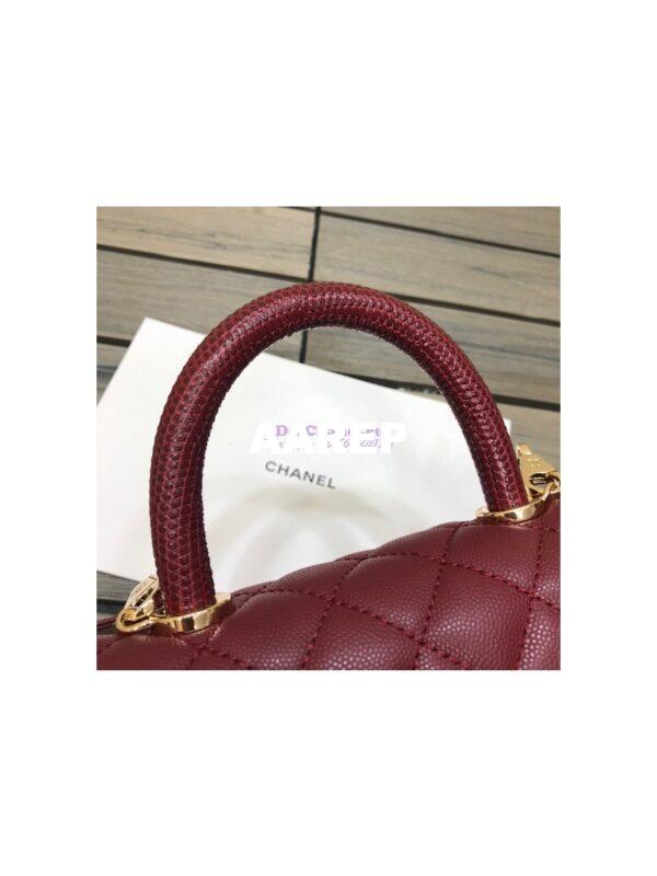 Replica Chanel Coco Handle Bag in Caviar with Edge Stitching 92990 92991 in Light Gold Hardware Wine 5