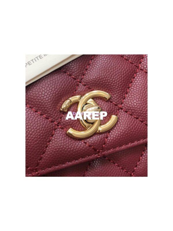 Replica Chanel Coco Handle Bag in Caviar with Edge Stitching 92990 92991 in Light Gold Hardware Wine 6