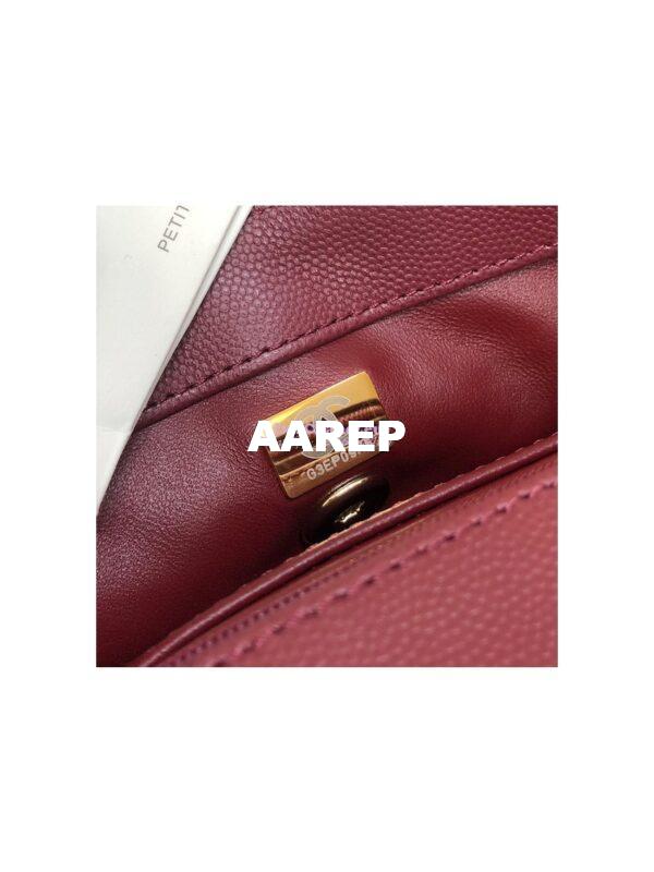 Replica Chanel Coco Handle Bag in Caviar with Edge Stitching 92990 92991 in Light Gold Hardware Wine 9