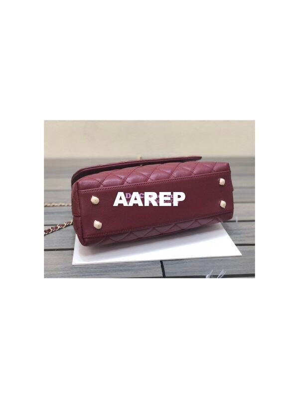 Replica Chanel Coco Handle Bag in Caviar with Edge Stitching 92990 92991 in Light Gold Hardware Wine 11