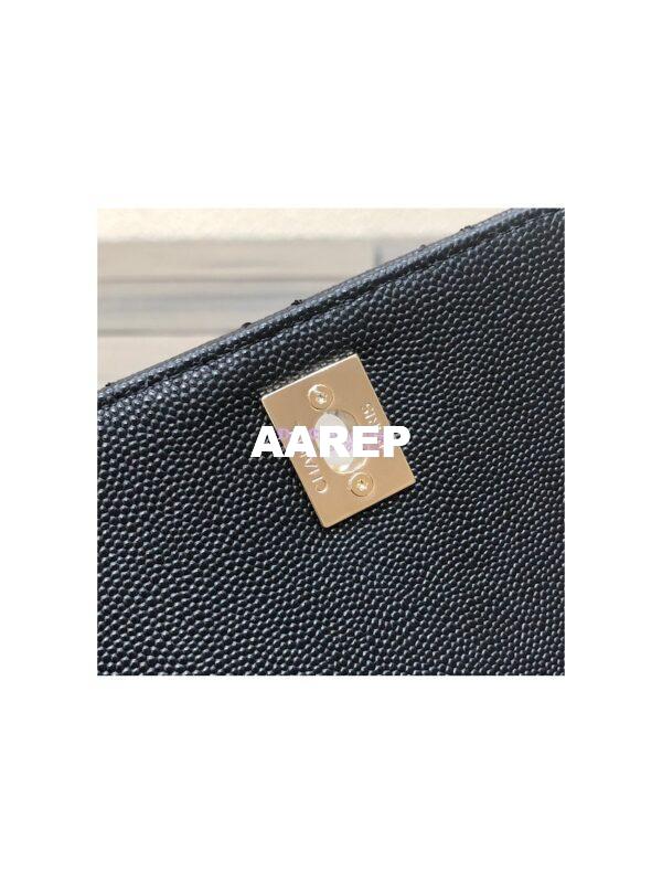 Replica Chanel Mini Coco Handle Bag in Caviar with Edge Stitching AS2215 in Light Gold Hardware Black 8