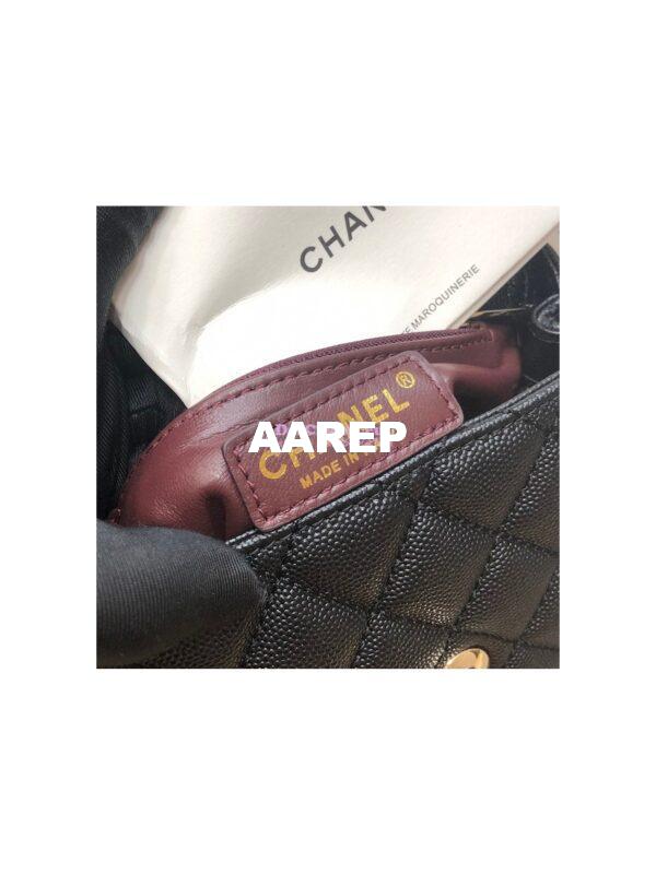Replica Chanel Mini Coco Handle Bag in Caviar with Edge Stitching AS2215 in Light Gold Hardware Black 10