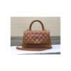 Replica Chanel Mini Coco Handle Bag in Caviar with Edge Stitching AS2215 in Light Gold Hardware Black