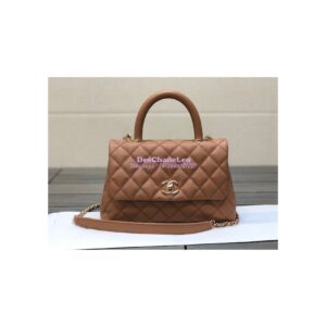 Replica Chanel Coco Grained Calfskin Flap Bag with Shining Gold Hardware 92990 92991 Brown