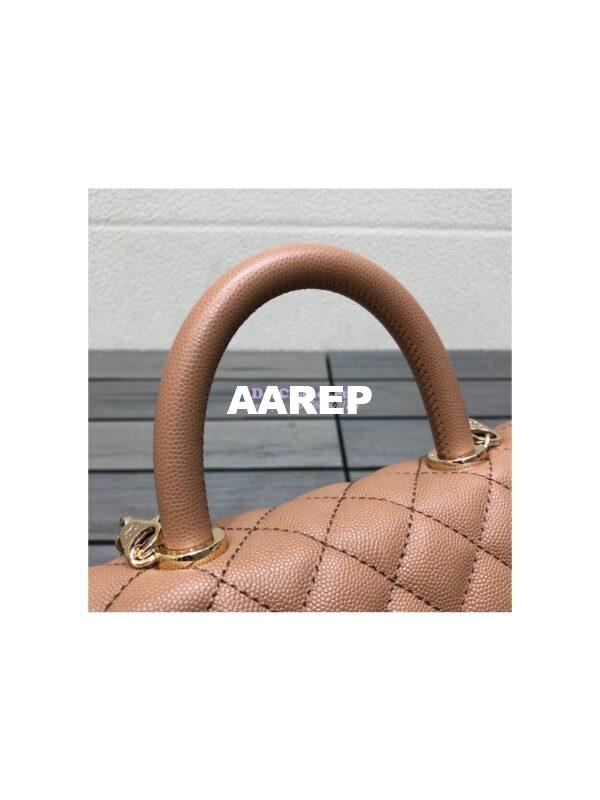 Replica Chanel Coco Grained Calfskin Flap Bag with Shining Gold Hardware 92990 92991 Brown 3