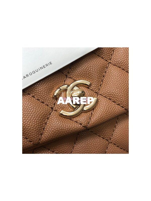 Replica Chanel Coco Grained Calfskin Flap Bag with Shining Gold Hardware 92990 92991 Brown 4