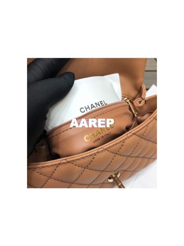 Replica Chanel Coco Grained Calfskin Flap Bag with Shining Gold Hardware 92990 92991 Brown 7