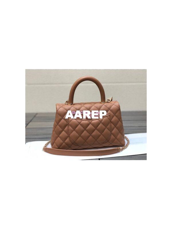 Replica Chanel Coco Grained Calfskin Flap Bag with Shining Gold Hardware 92990 92991 Brown 8