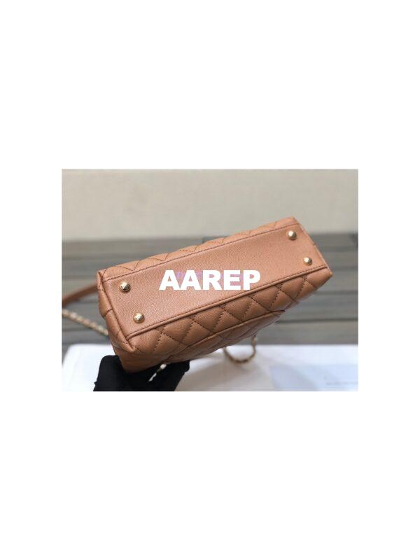 Replica Chanel Coco Grained Calfskin Flap Bag with Shining Gold Hardware 92990 92991 Brown 9