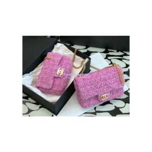 Replica Chanel Mini / Small Flap Bag in Pink Tweed with Enamel CC AS3113 Limited Edition 2