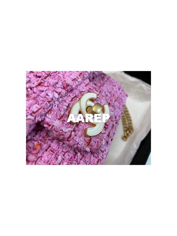 Replica Chanel Mini / Small Flap Bag in Pink Tweed with Enamel CC AS3113 Limited Edition 8