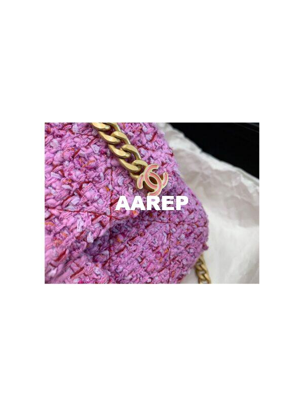 Replica Chanel Mini / Small Flap Bag in Pink Tweed with Enamel CC AS3113 Limited Edition 10