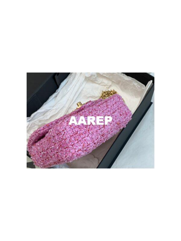 Replica Chanel Mini / Small Flap Bag in Pink Tweed with Enamel CC AS3113 Limited Edition 11