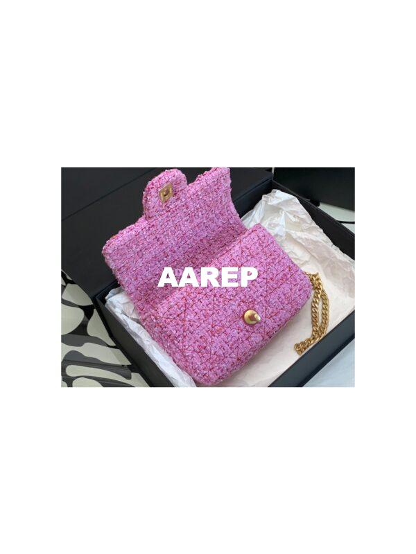 Replica Chanel Mini / Small Flap Bag in Pink Tweed with Enamel CC AS3113 Limited Edition 13