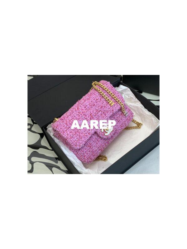 Replica Chanel Mini / Small Flap Bag in Pink Tweed with Enamel CC AS3113 Limited Edition 16