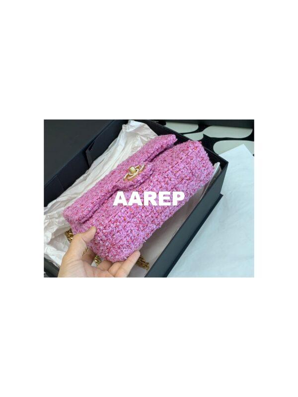 Replica Chanel Mini / Small Flap Bag in Pink Tweed with Enamel CC AS3113 Limited Edition 21