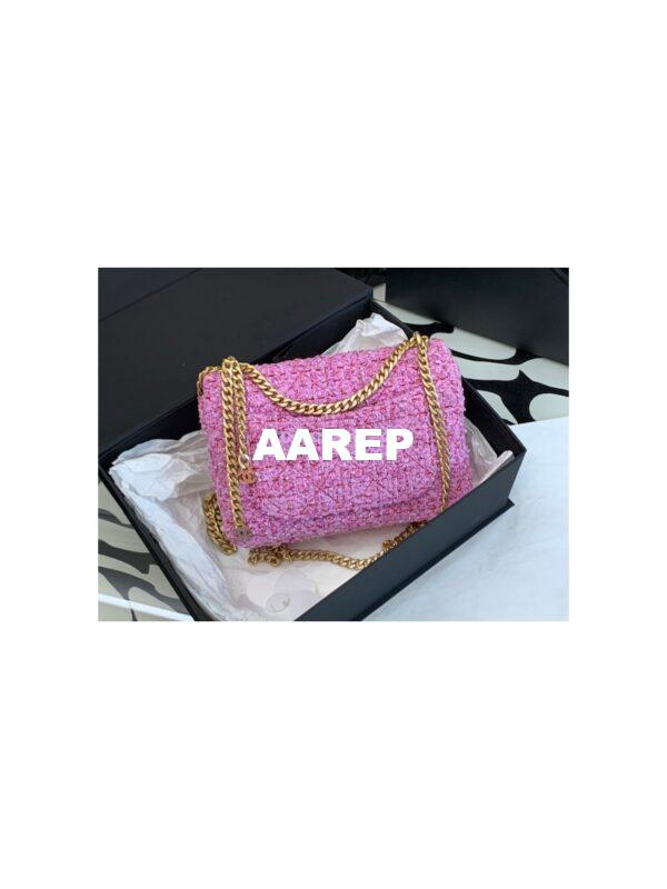 Replica Chanel Mini / Small Flap Bag in Pink Tweed with Enamel CC AS3113 Limited Edition 22