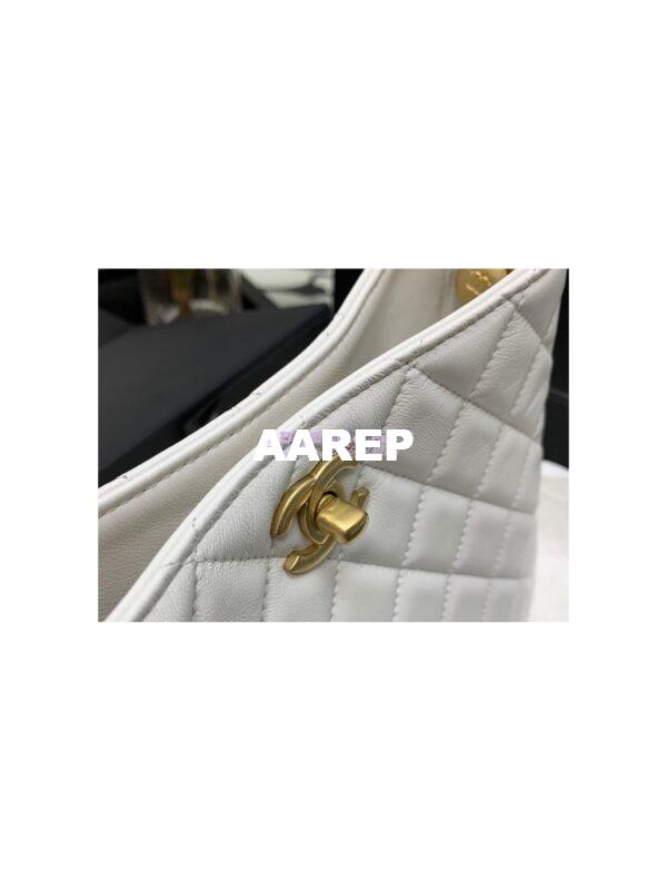 Replica Chanel 22P Hobo Bag in Lambskin with Charm Strap AS3259 White 3