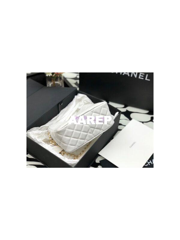 Replica Chanel 22P Hobo Bag in Lambskin with Charm Strap AS3259 White 8