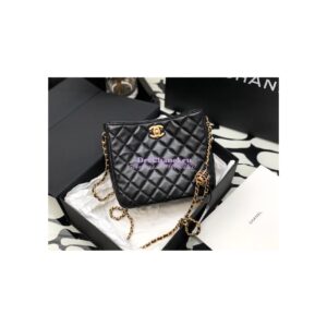 Replica Chanel 22P Hobo Bag in Lambskin with Charm Strap AS3259 Black