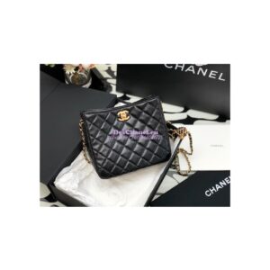 Replica Chanel 22P Hobo Bag in Lambskin with Charm Strap AS3259 Black 2