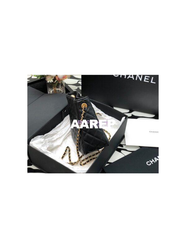 Replica Chanel 22P Hobo Bag in Lambskin with Charm Strap AS3259 Black 5