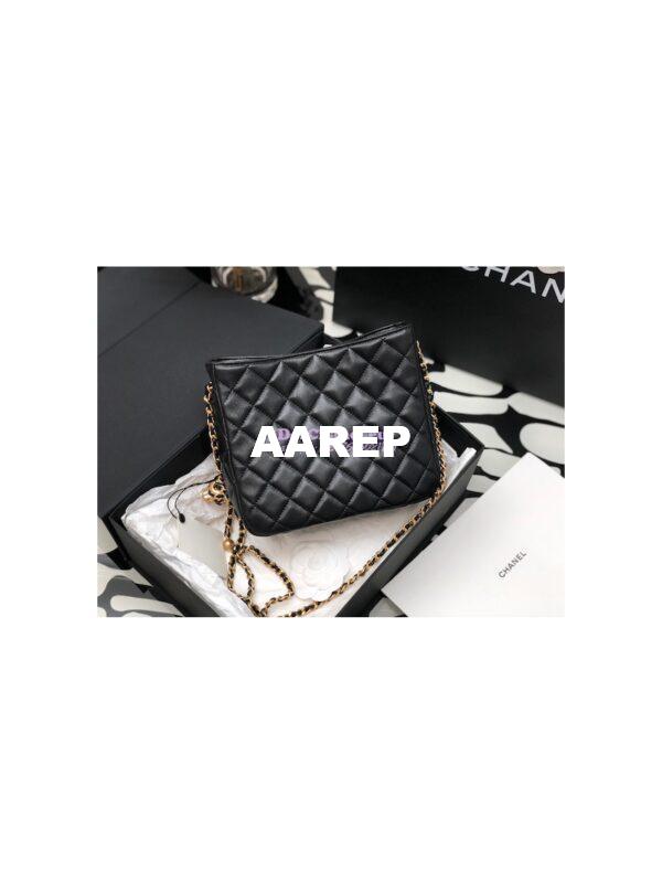 Replica Chanel 22P Hobo Bag in Lambskin with Charm Strap AS3259 Black 11