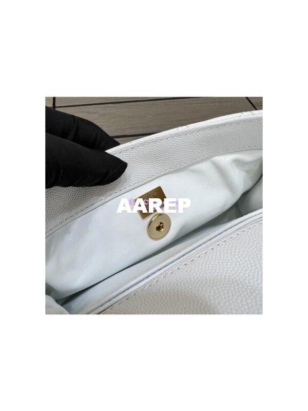 Replica Chanel Coco Handle Bag in Caviar with Edge Stitching 92990 92991 in Light Gold Hardware White 9