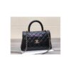 Replica Chanel Coco Handle Bag in Caviar with Edge Stitching 92990 92991 in Light Gold Hardware White