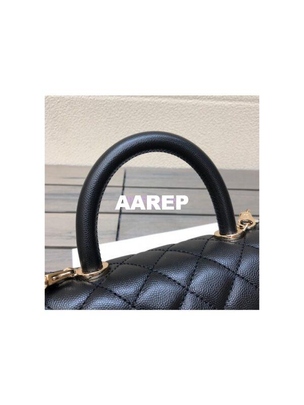 Replica Chanel Coco Handle Bag in Caviar with Edge Stitching 92990 92991 in Light Gold Hardware Black 3