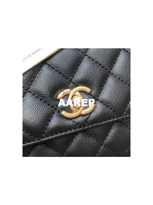 Replica Chanel Coco Handle Bag in Caviar with Edge Stitching 92990 92991 in Light Gold Hardware Black 4