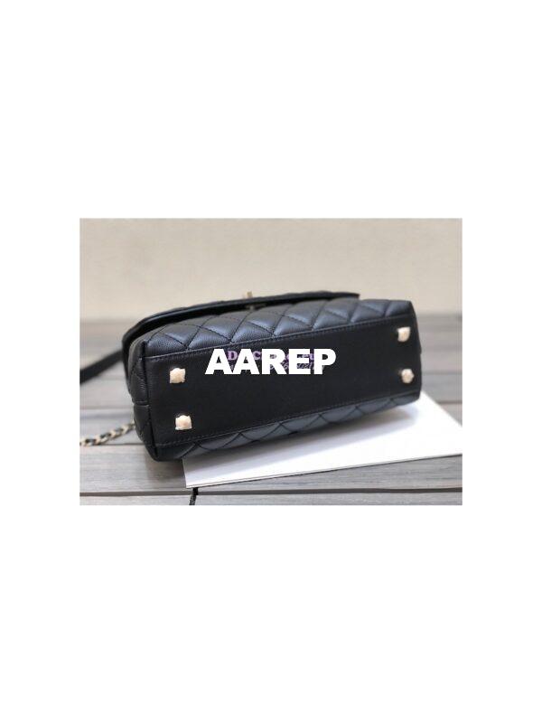 Replica Chanel Coco Handle Bag in Caviar with Edge Stitching 92990 92991 in Light Gold Hardware Black 8